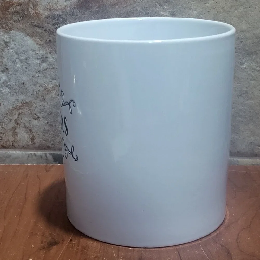 Scroll Collection Utensil Holder White Ceramic Cannister